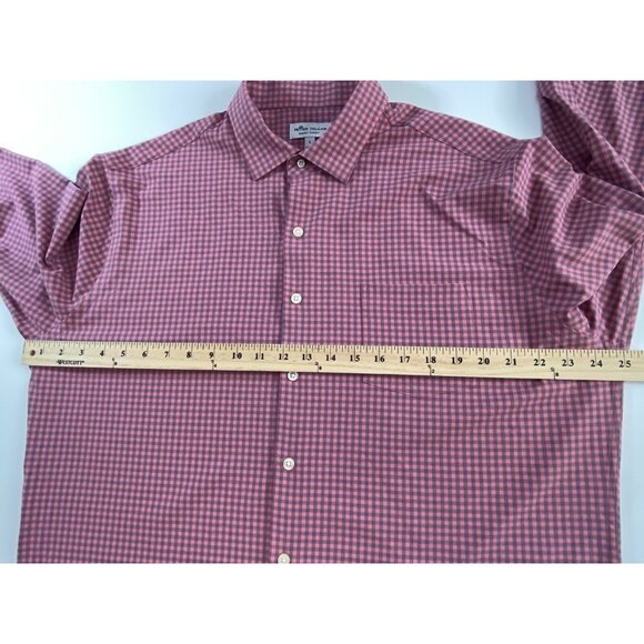 Peter Millar Summer Comfort Men’s Large Pale Rose Blue Check Long Sleeve - Picture 14 of 16
